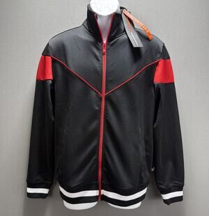 SCREENSHOT F11956 Men's Premium Track Athletic Jacket Size SMALL Black Red New